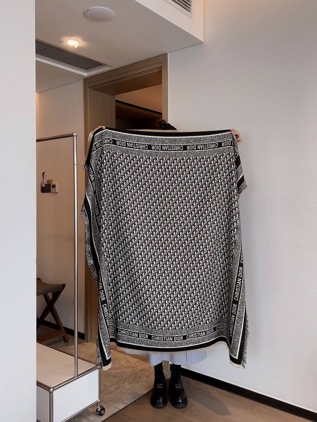 Dior Monogram Fringe Square Scarf — hero