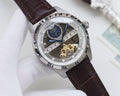 Longines Silver Brown Leather Strap Watch — hero