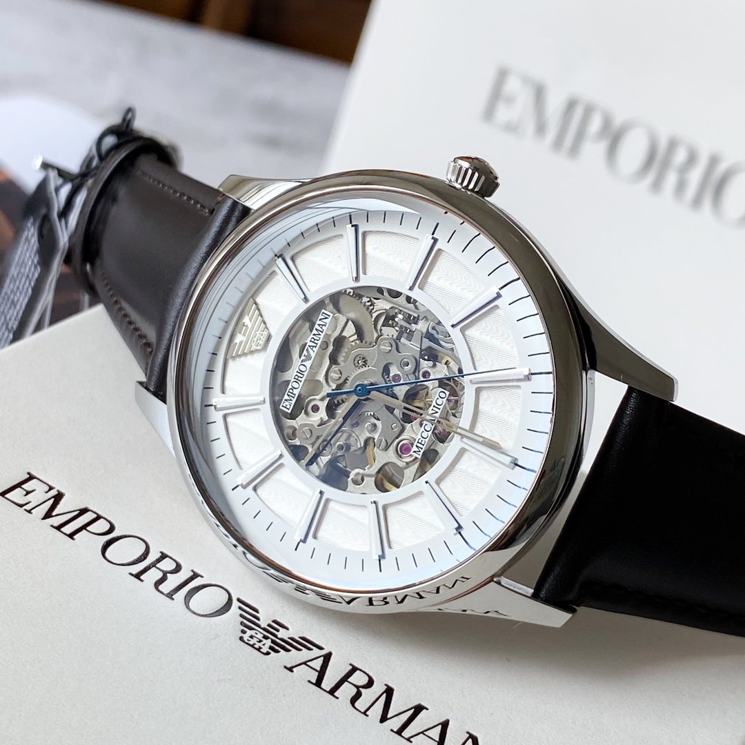 EMPORIO ARMANI Open-Heart White Dial Watch — front