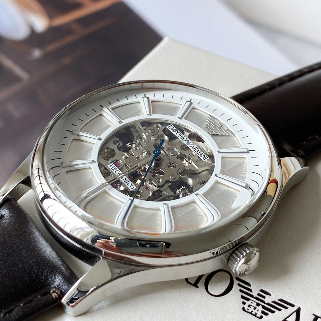EMPORIO ARMANI Open-Heart White Dial Watch — front