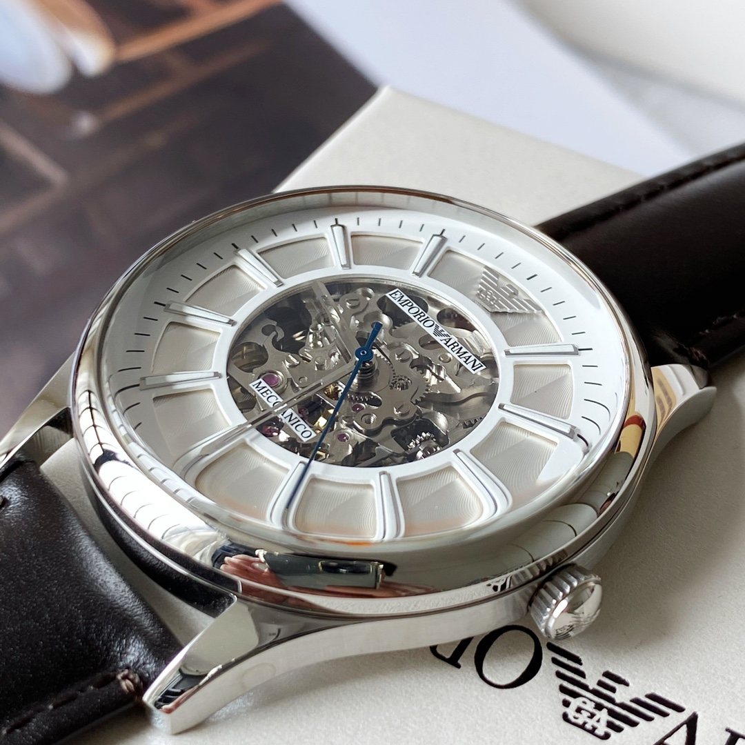 EMPORIO ARMANI Open-Heart White Dial Watch — front
