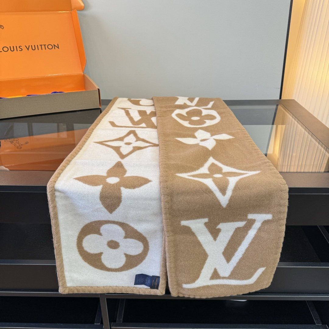 Louis Vuitton Tan & Cream Monogram Scarf — hero