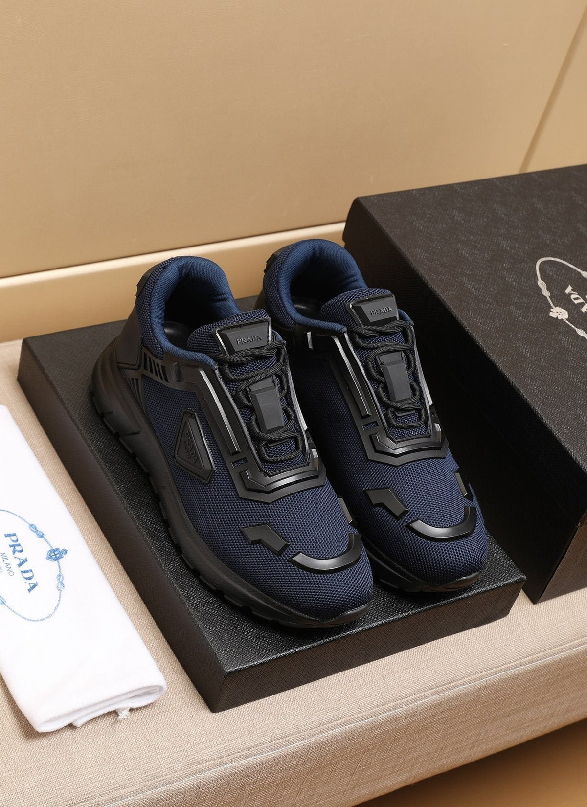 Prada Layered Platform Sneakers — front