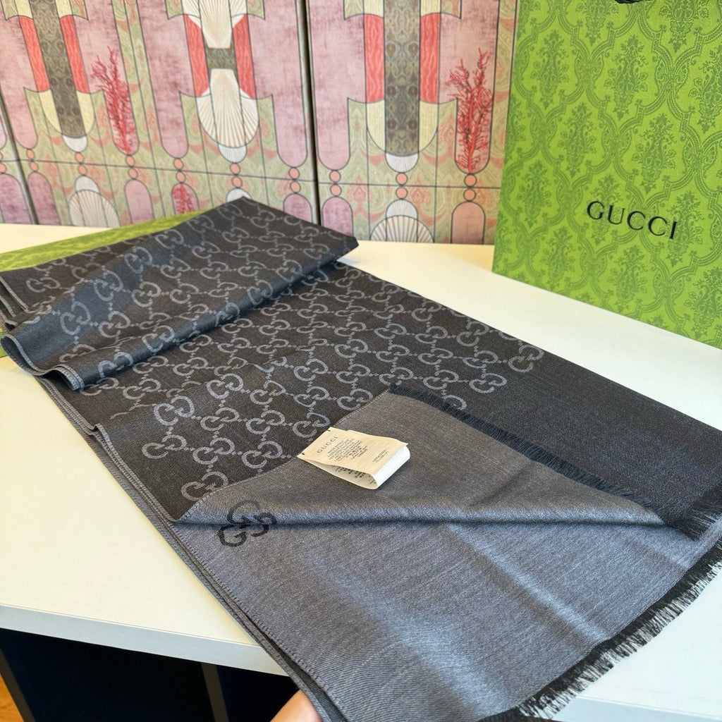 Gucci Fringed Monogram Scarf — front