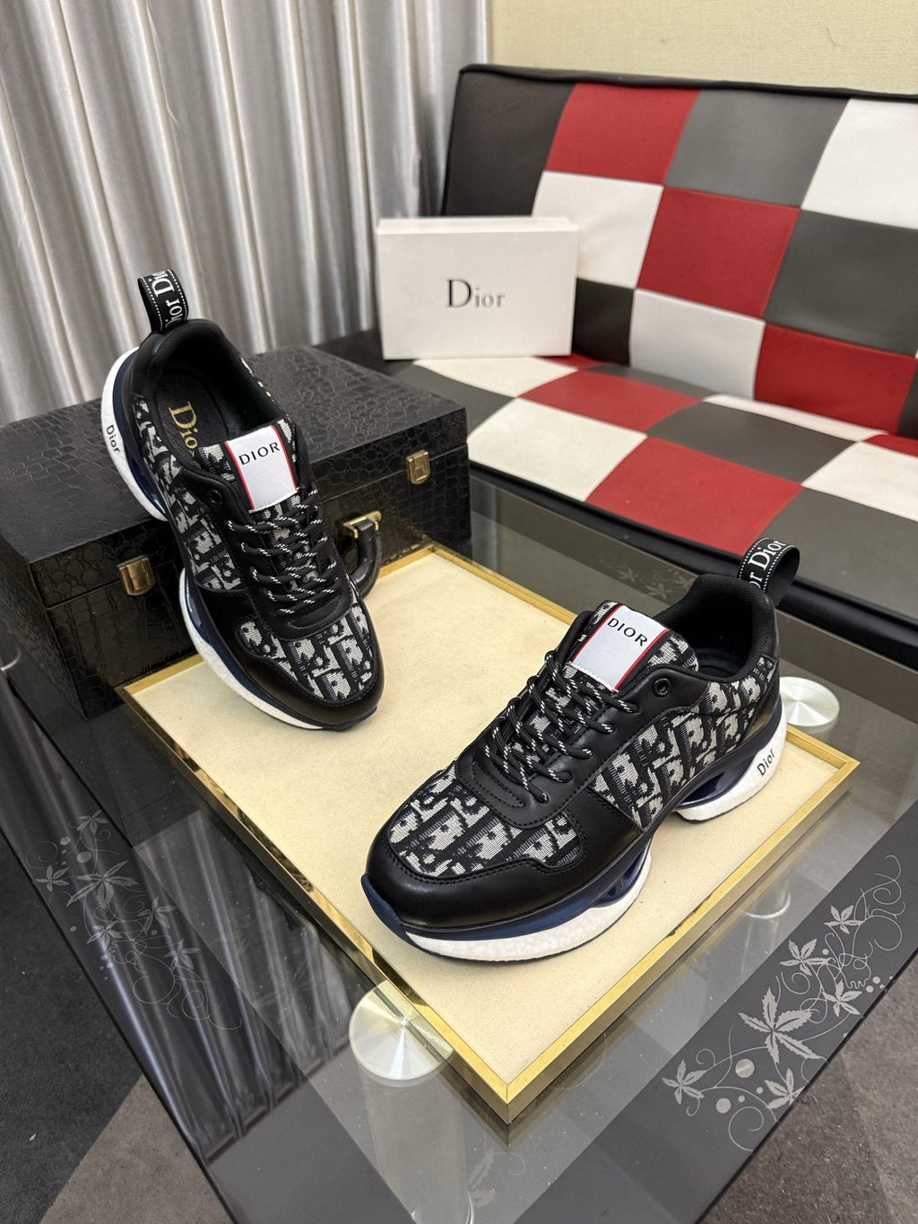 Dior Patterned Panel Sneakers — front