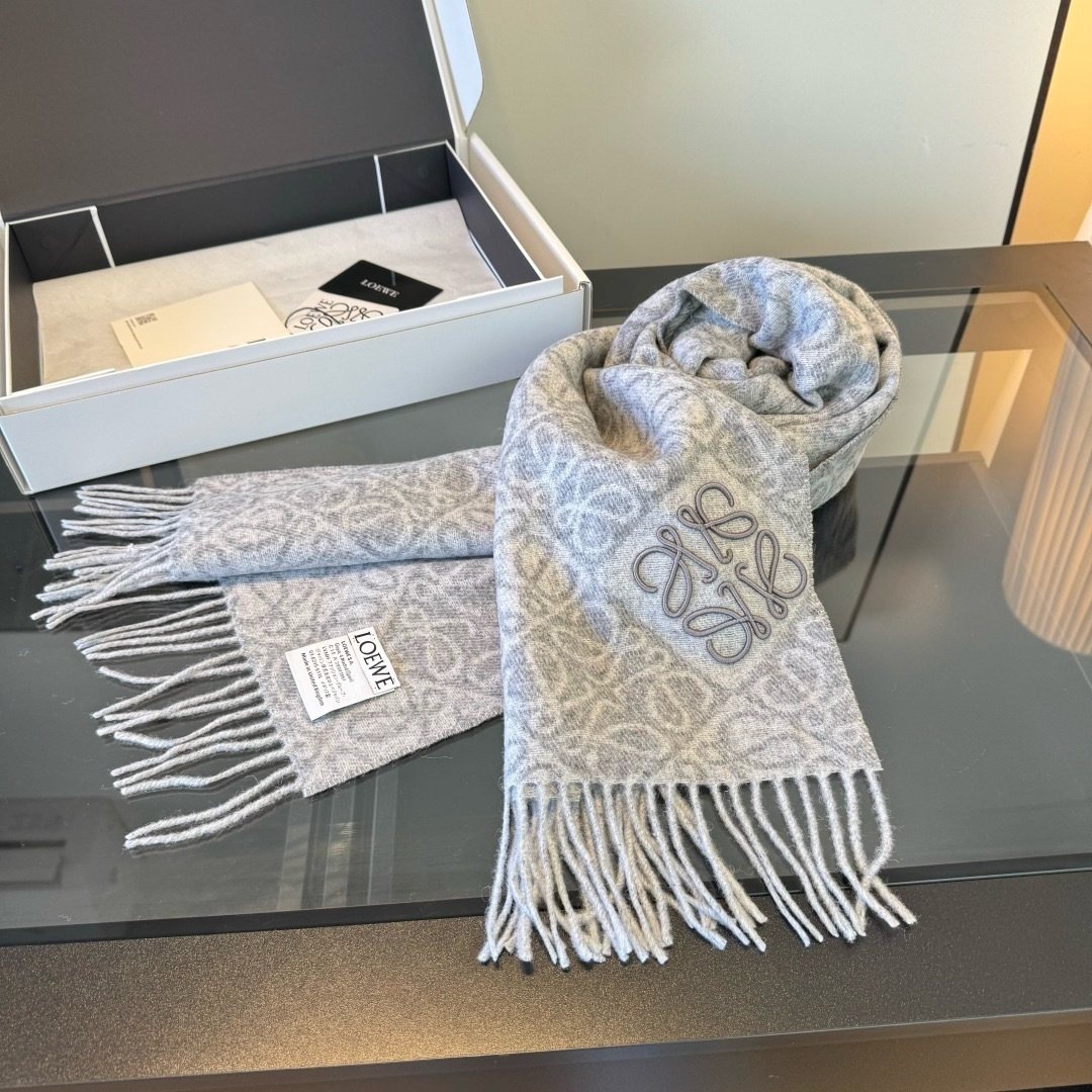 Loewe Patterned Fringed Scarf — front