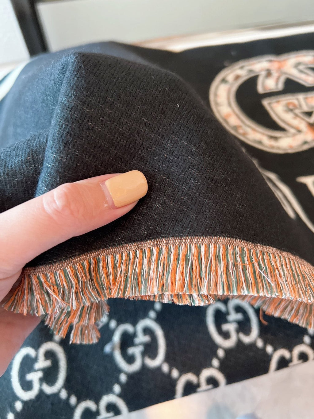 Gucci Jacquard Logo Scarf — fabric