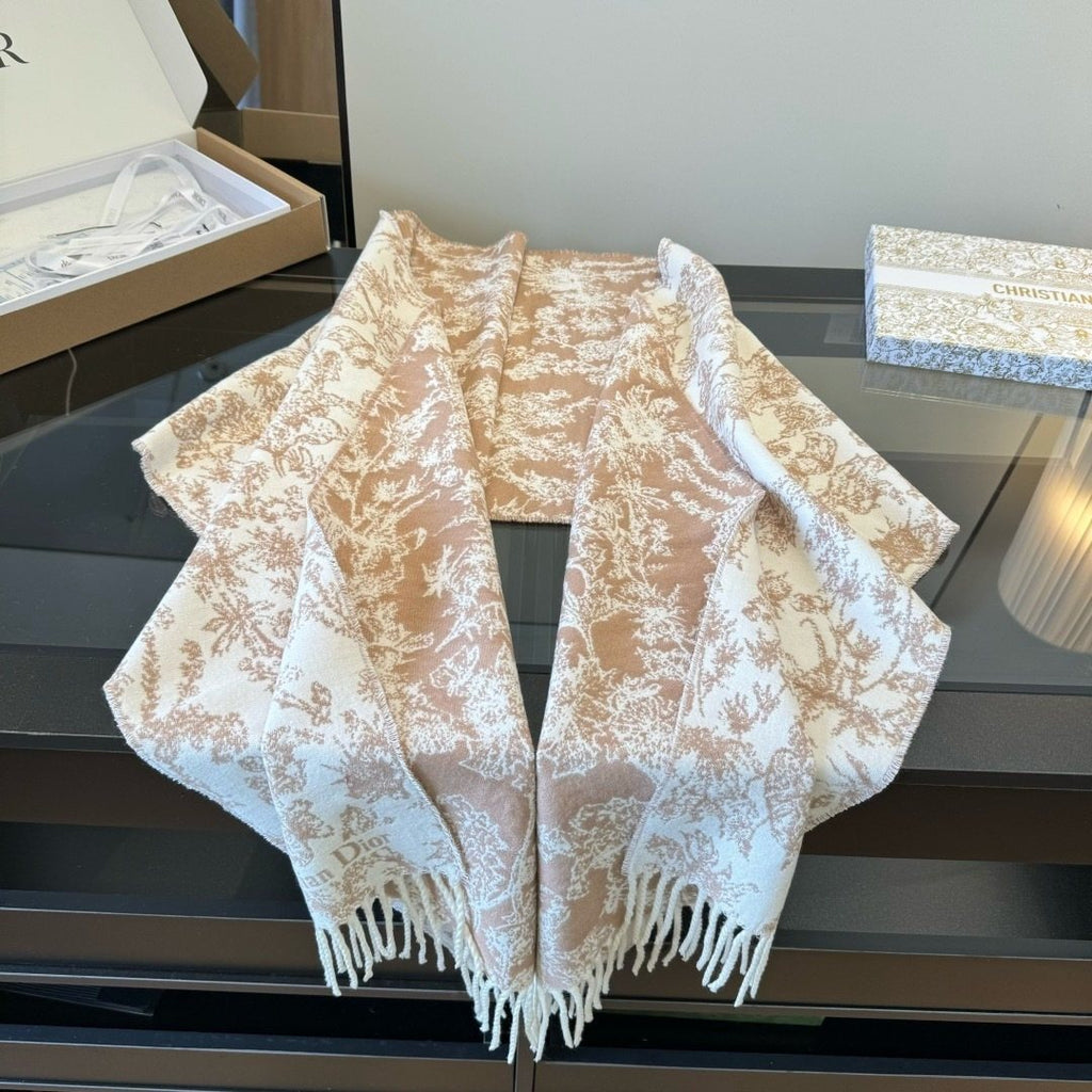 Dior Botanical Toile Fringed Scarf — front