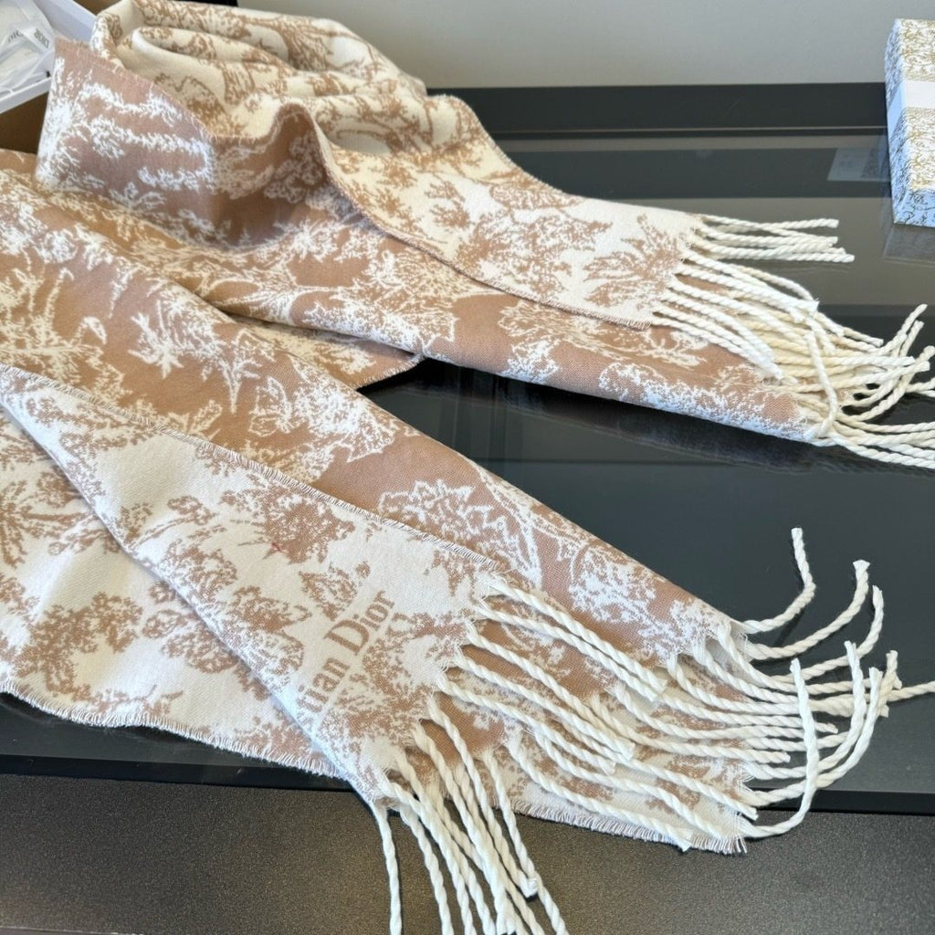 Dior Botanical Toile Fringed Scarf — front