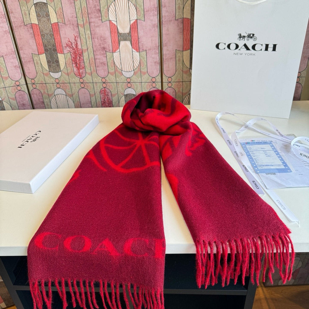 Coach Reversible Fringed Logo Scarf — front