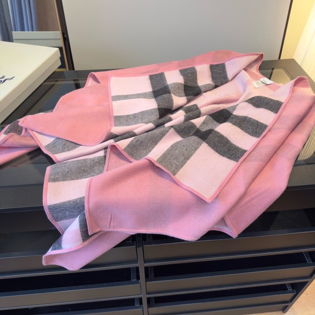 Burberry Reversible Plaid Cape Shawl — front
