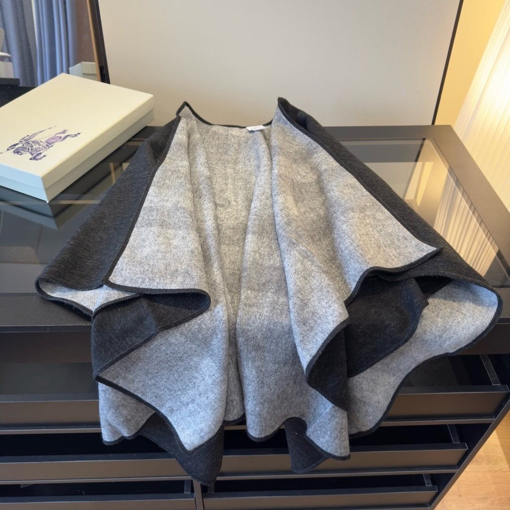 Burberry Reversible Plaid Cape Shawl — front