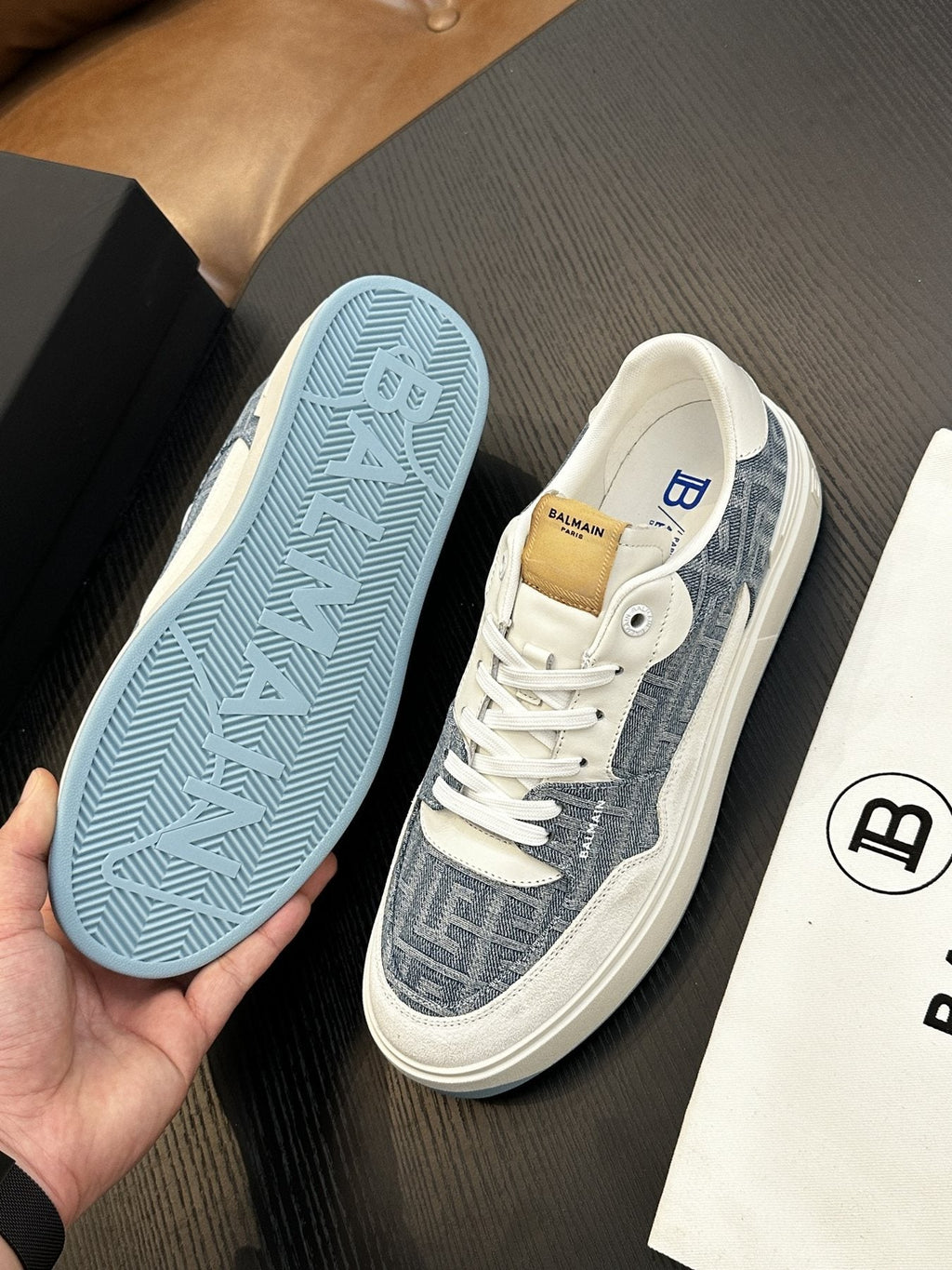 Balmain B-Skate Low-Top Sneakers — side