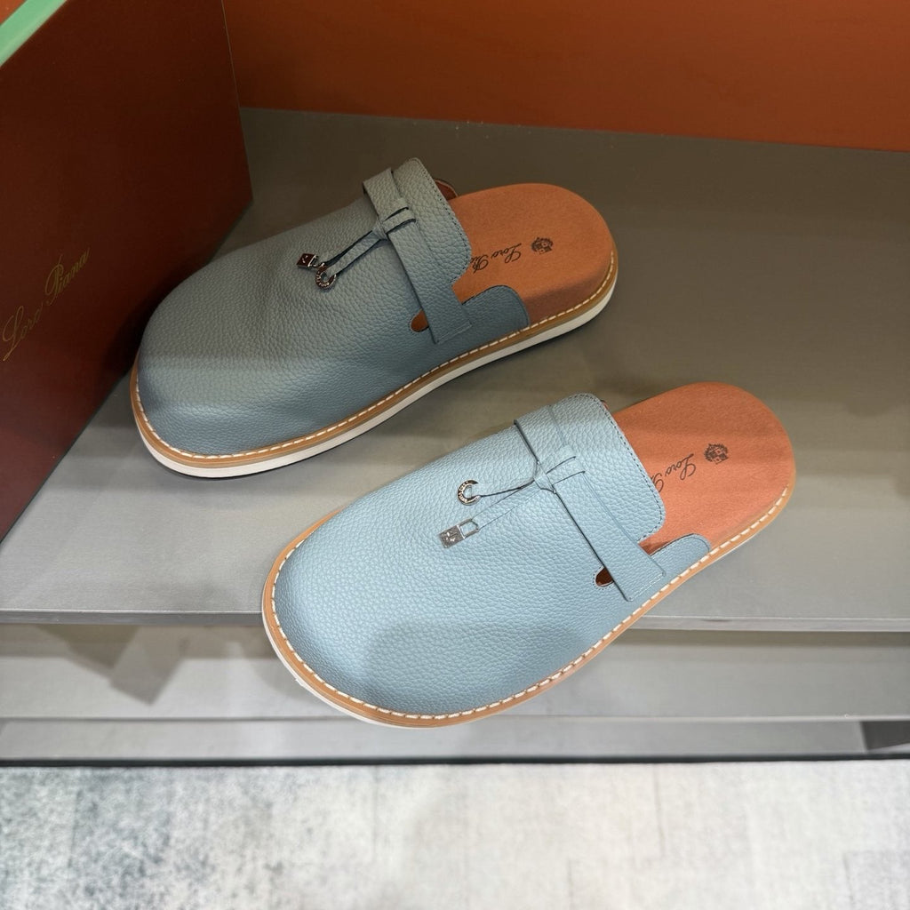 Textured Loafer Mule Shoes — front