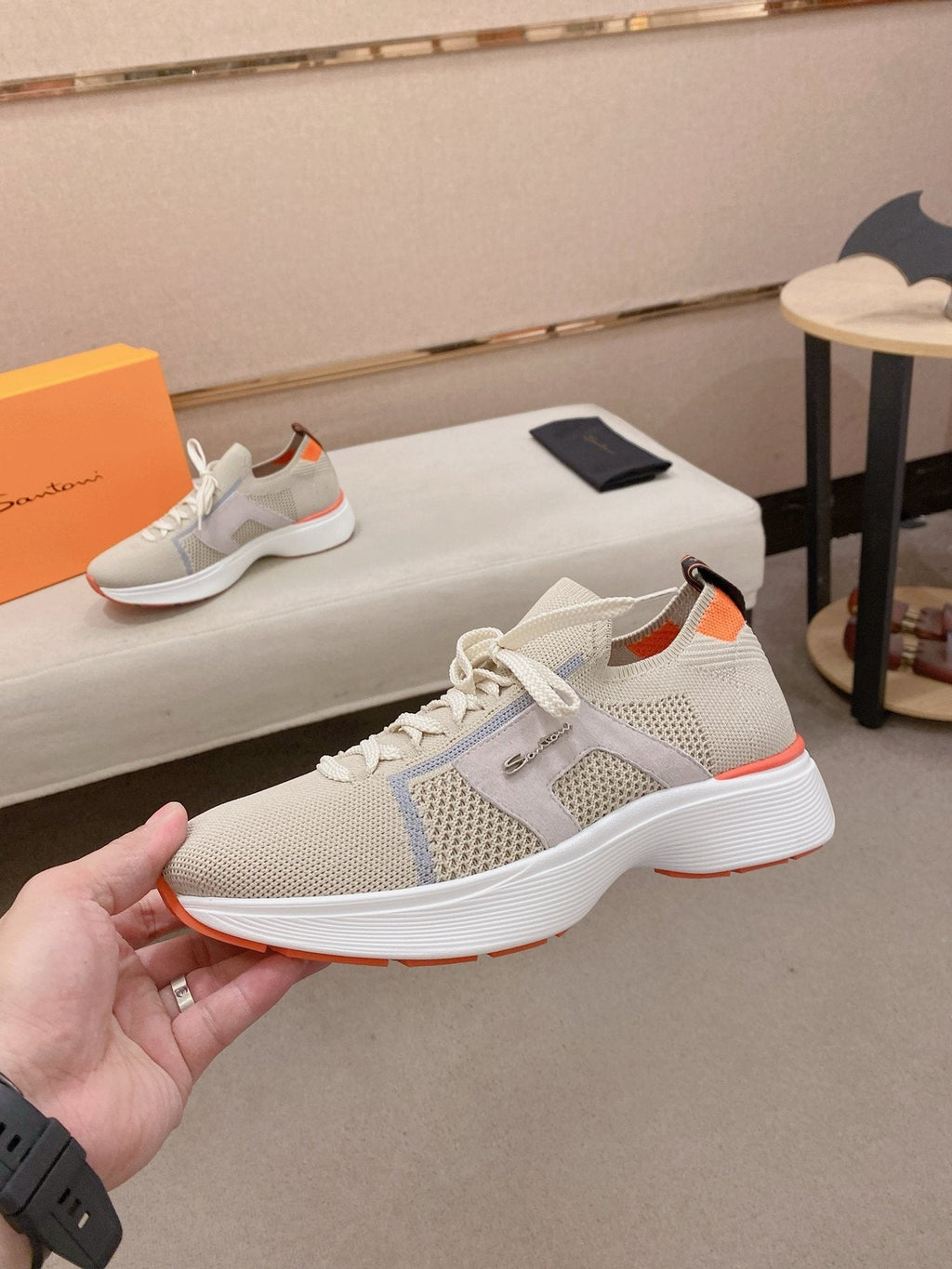 Santoni Knit Panel Sneakers — front