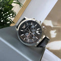 EMPORIO ARMANI Silver Black Dial Strap Watch — hero