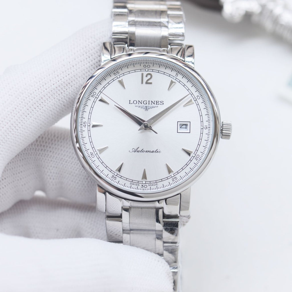 LONGINES Silver White Dial Bracelet Watch — front