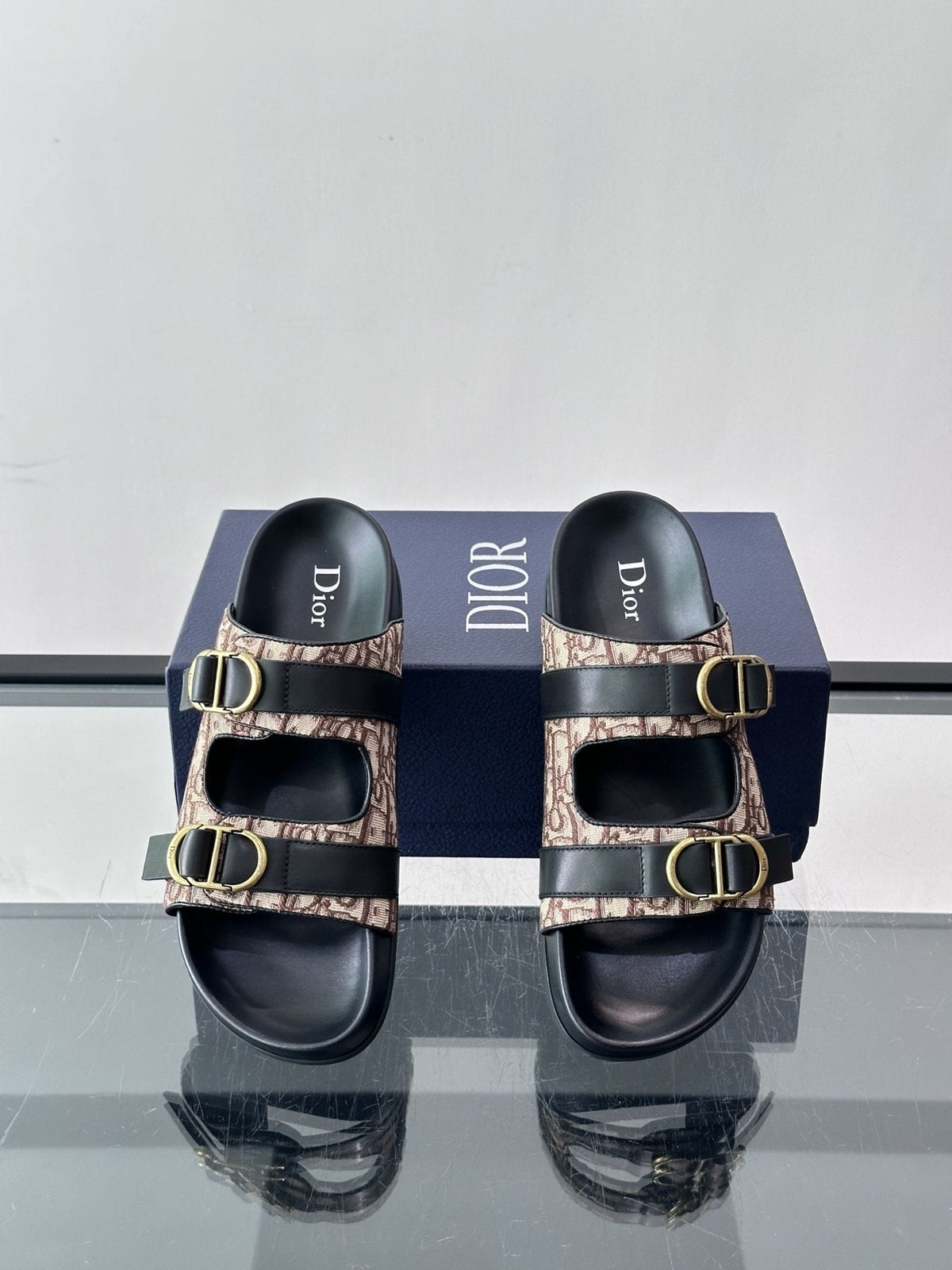Dior Aqua Two-Strap Slide Sandals — front