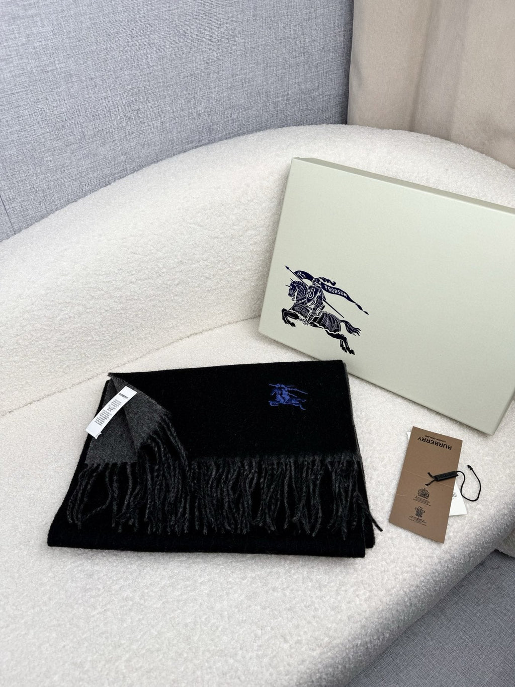 Burberry Embroidered Reversible Fringed Scarf — front