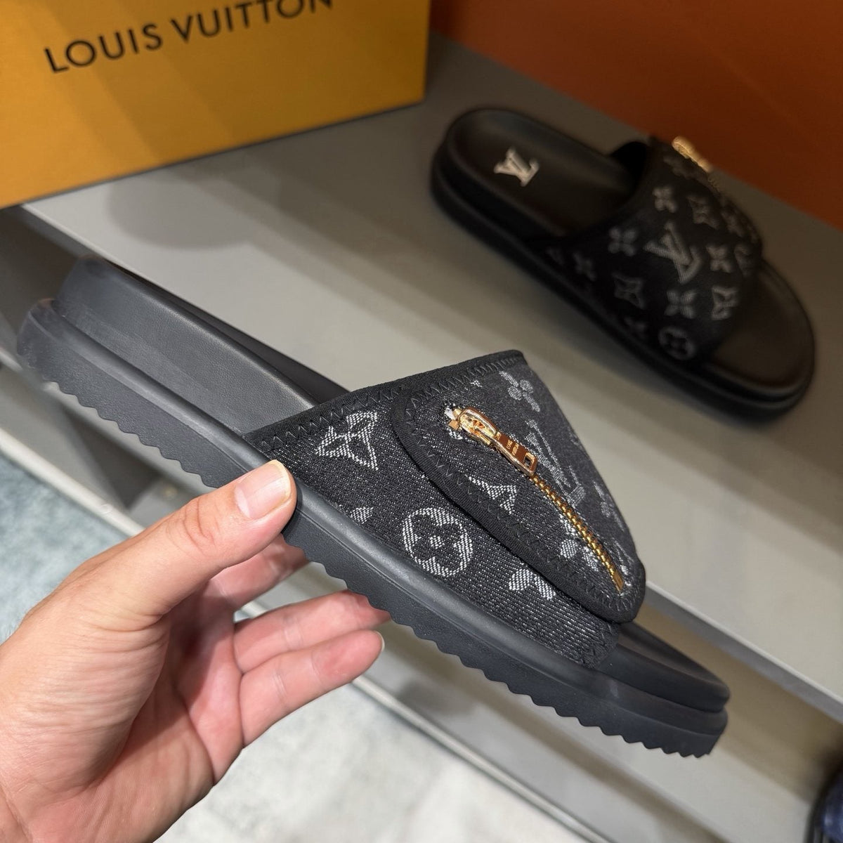 Louis Vuitton Monogram Zip Slide Sandals — side