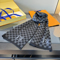 Louis Vuitton Black and Charcoal Checkerboard Scarf — hero