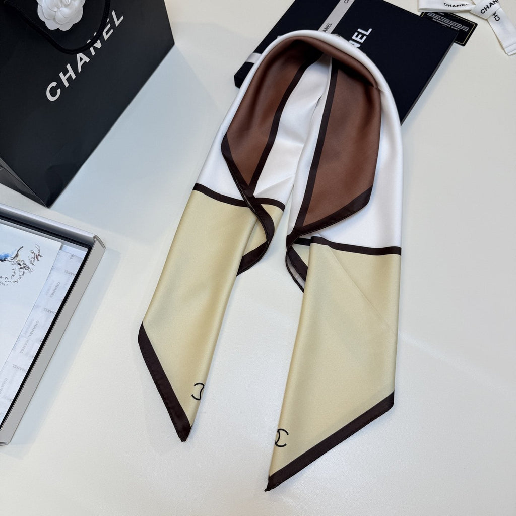 Chanel Blue Color-Block Square Scarf — front
