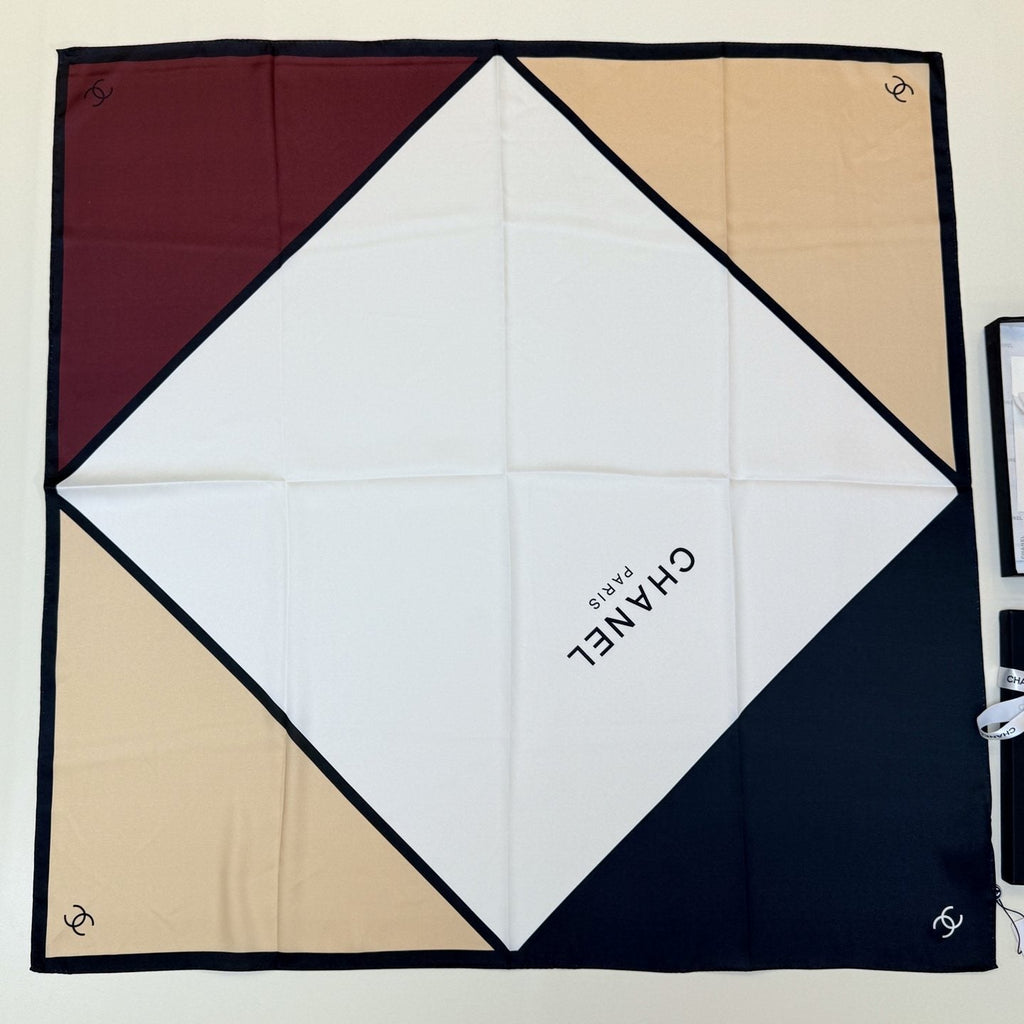 Chanel Blue Color-Block Square Scarf — front