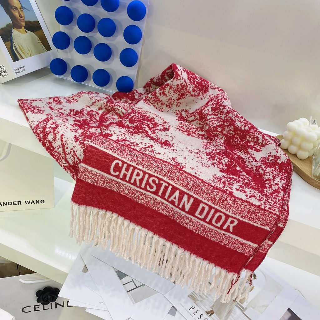 Dior Toile Print Fringed Scarf — front
