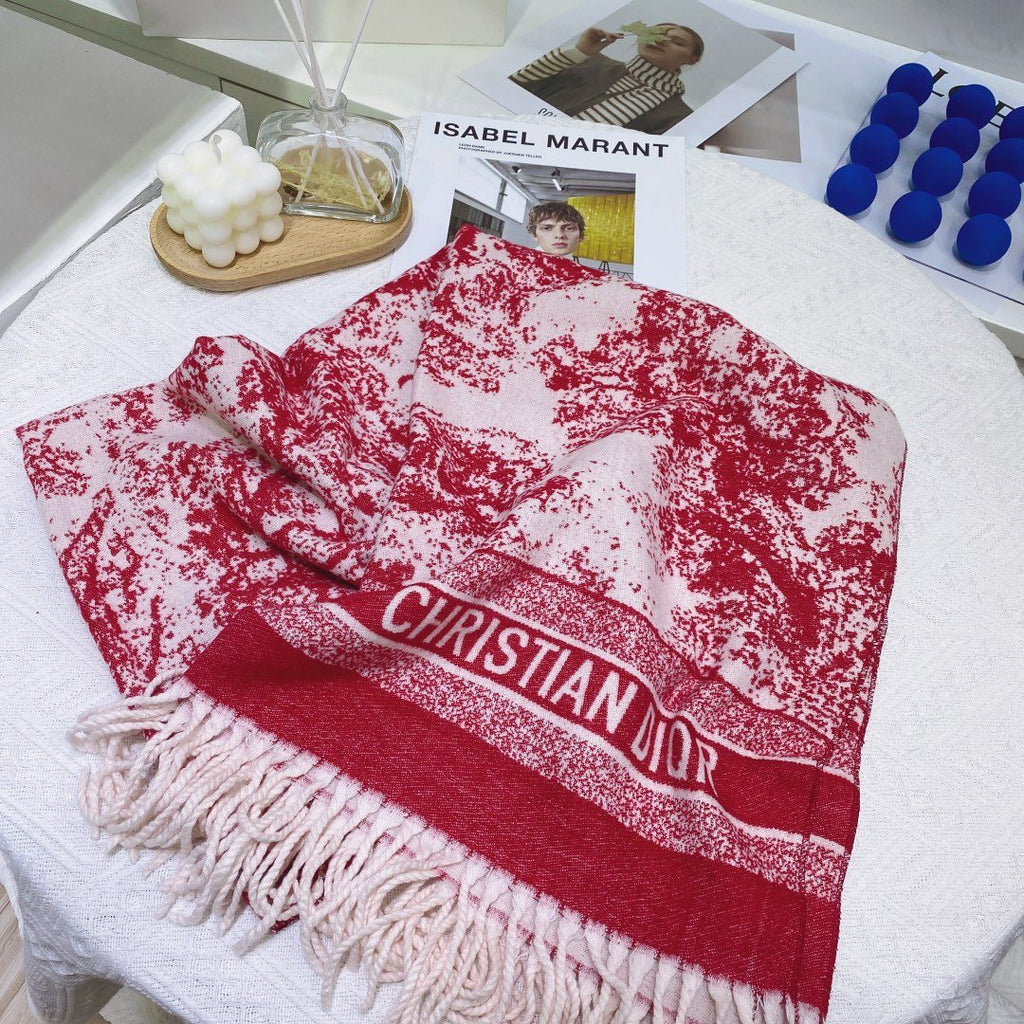 Dior Toile Print Fringed Scarf — front