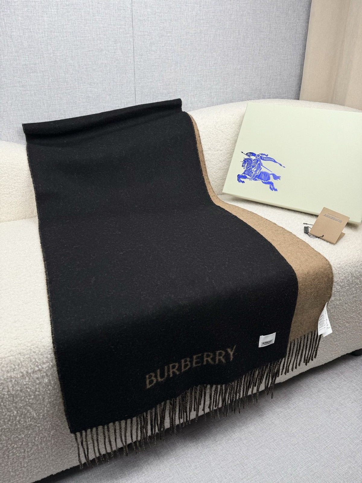 Burberry Reversible Fringed Equestrian Scarf — back