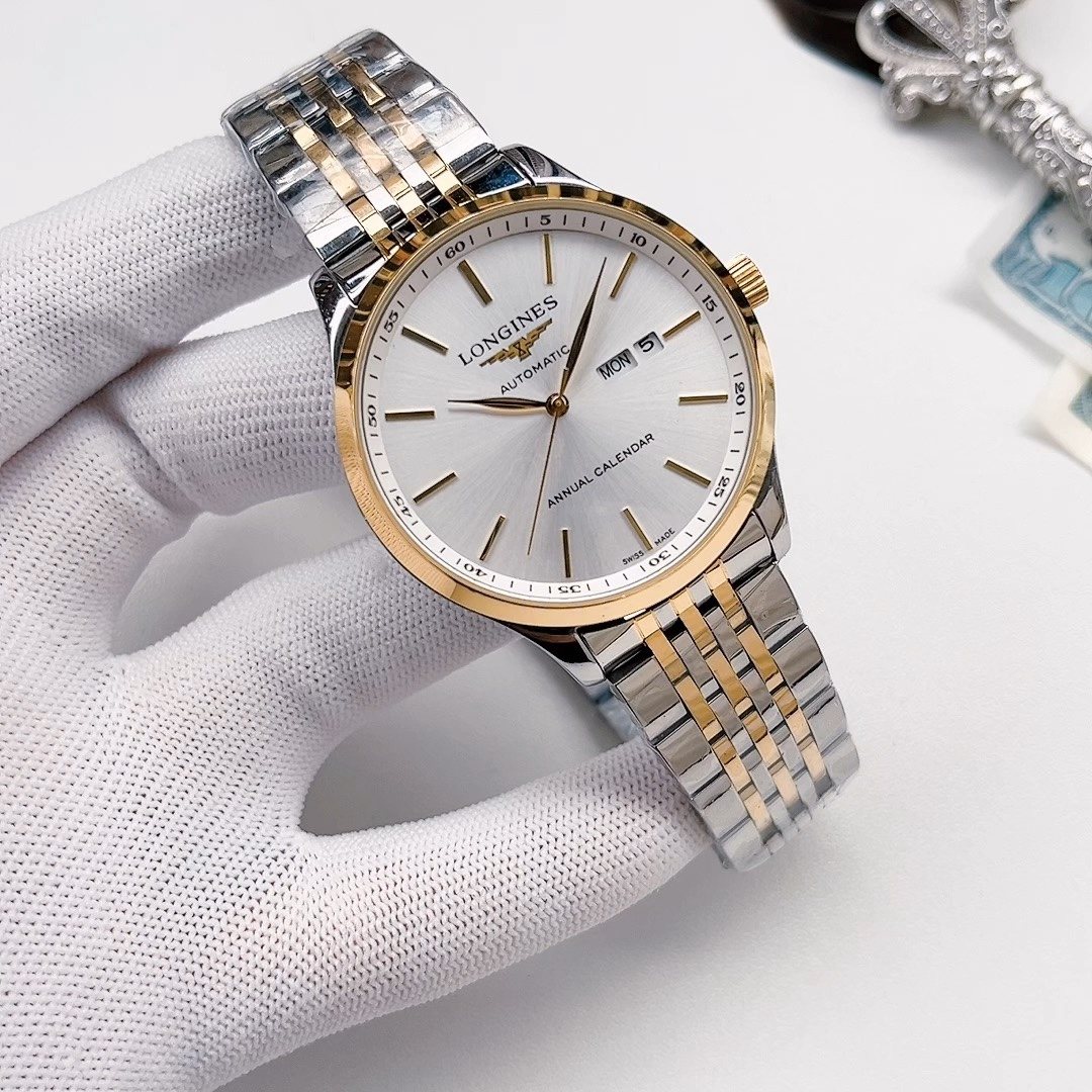 Two Tone Gold White Dial Bracelet Watch — front