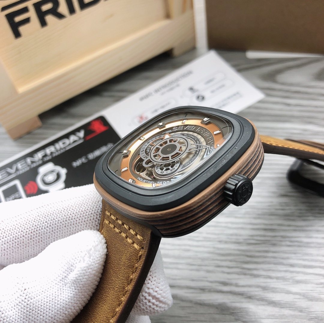 SEVENFRIDAY Bronze Open-Work Dial Watch — side