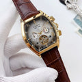PATEK PHILIPPE Gold Brown Silver Dial Leather Strap Watch — hero
