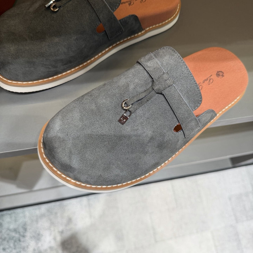 Camel Tan Backless Mule Loafers — detail