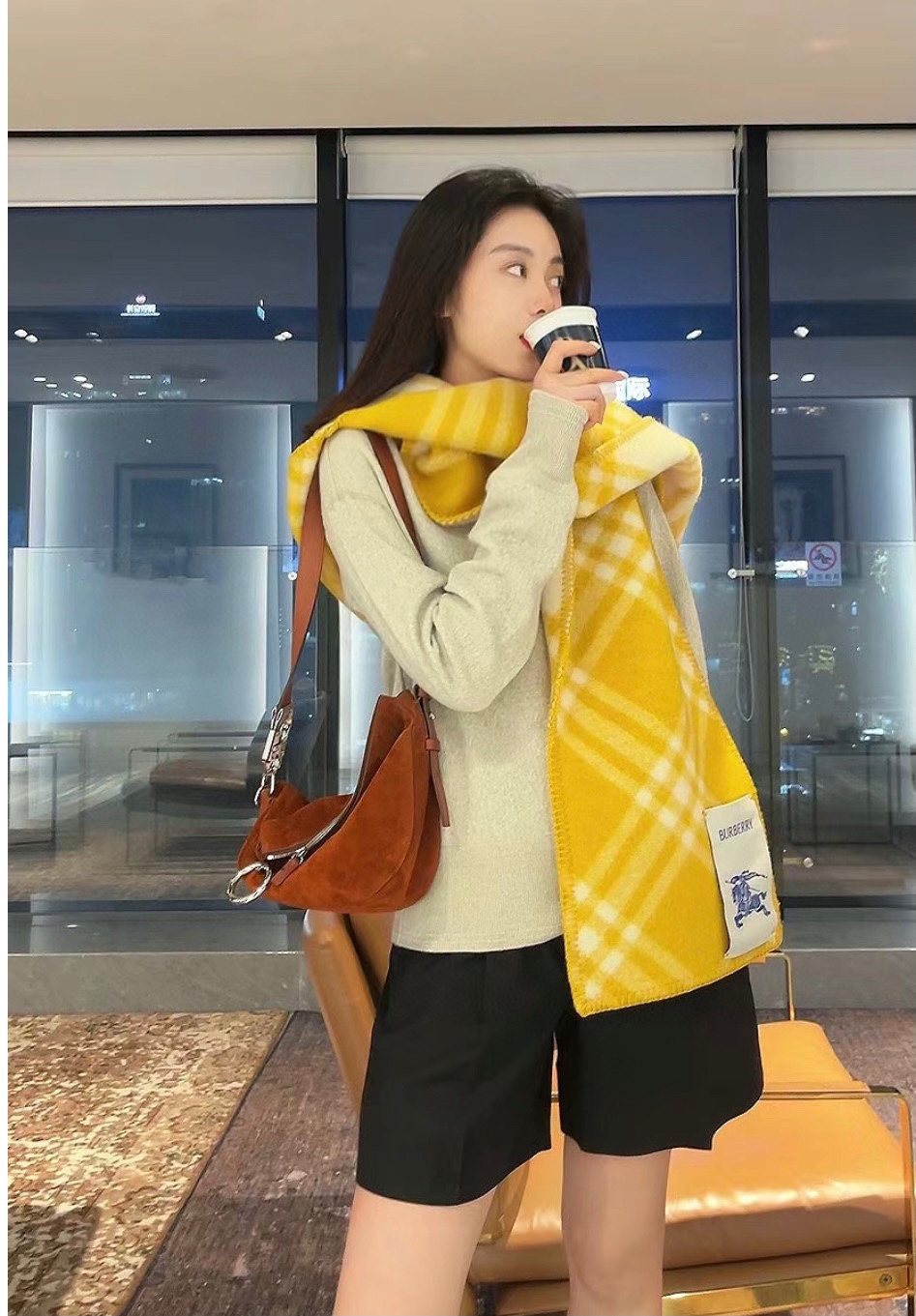 Burberry Plaid Scarf — model