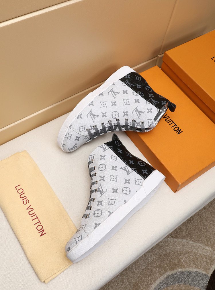 Louis Vuitton Monogram-Pattern High-Top Sneakers — front