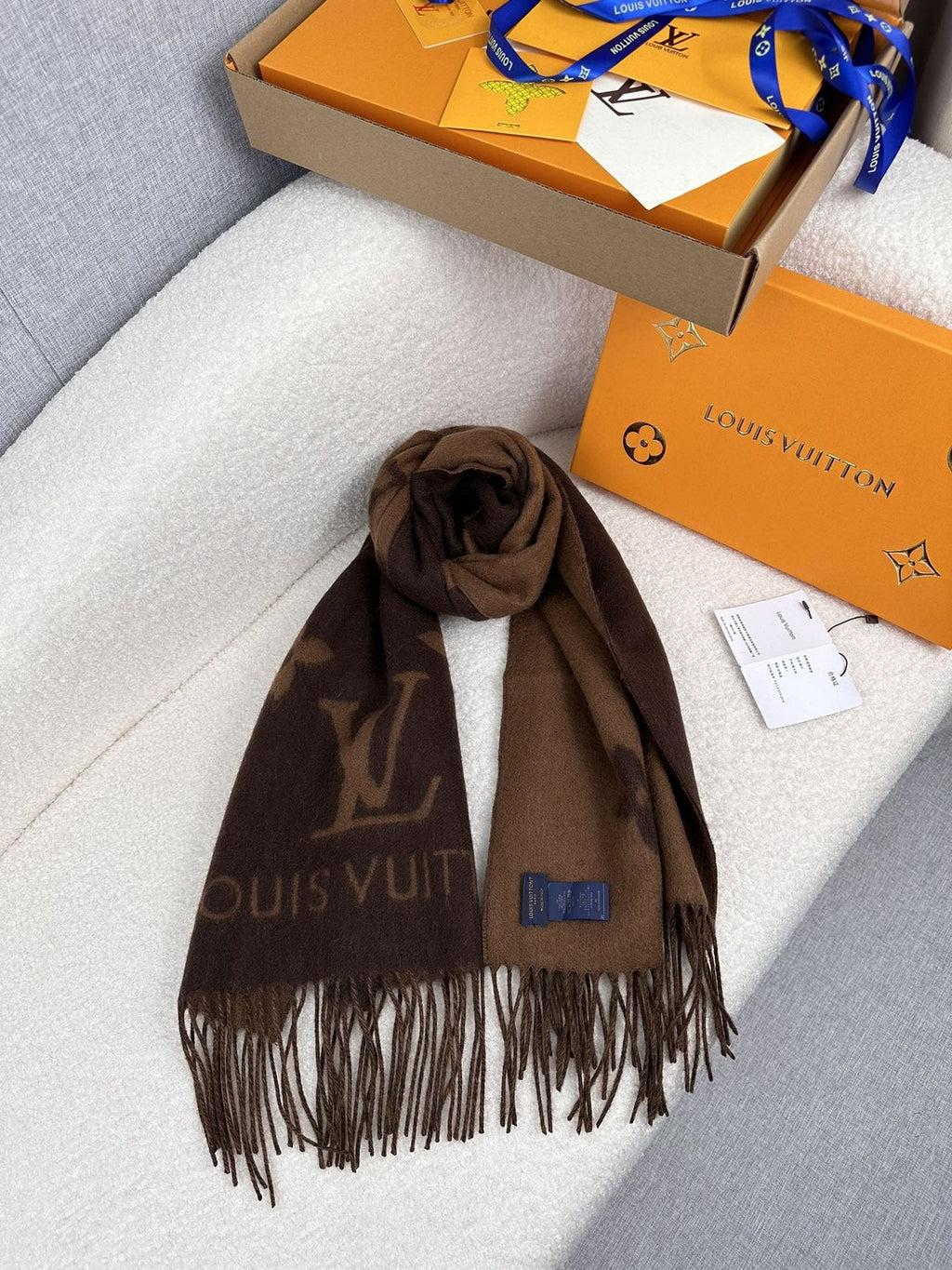 Louis Vuitton Monogram Fringed Scarf — side