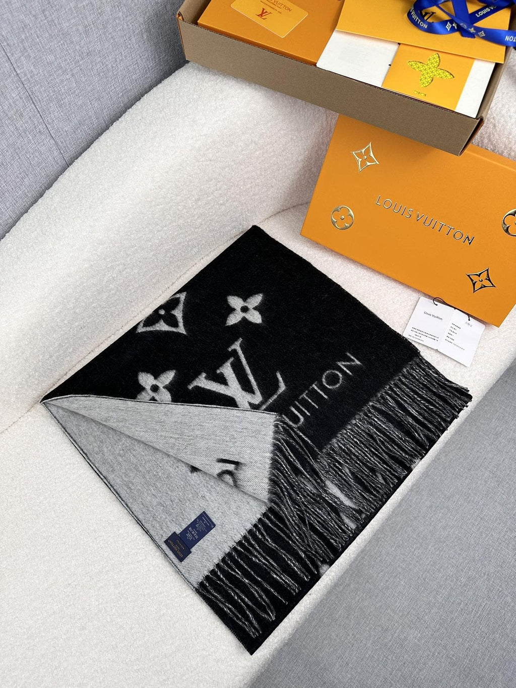 Louis Vuitton Monogram Fringed Scarf — back