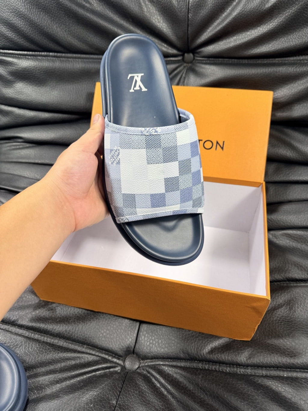 Louis Vuitton Checkered Slide Sandals — detail