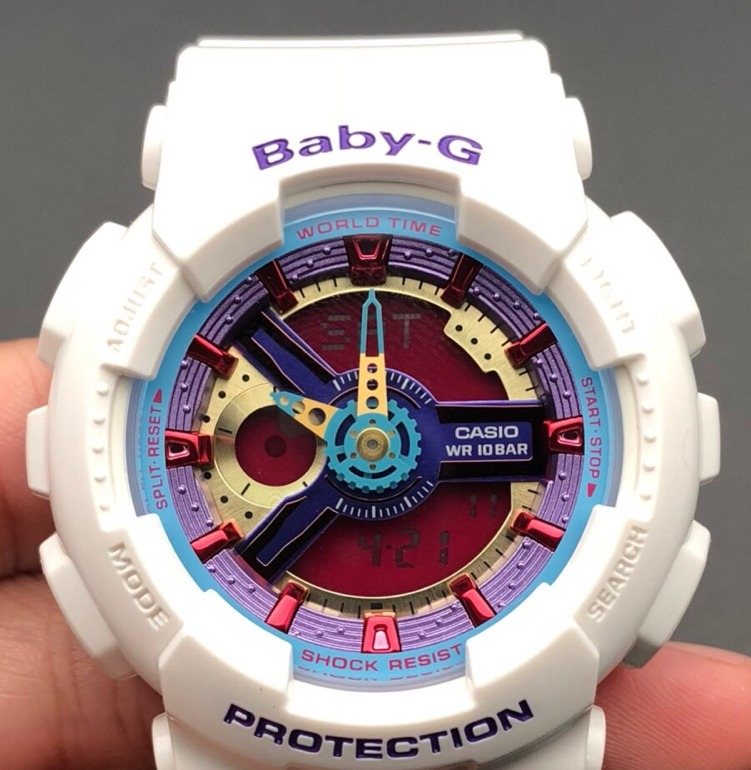 Casio White Blue Gold Dial Watch — hero
