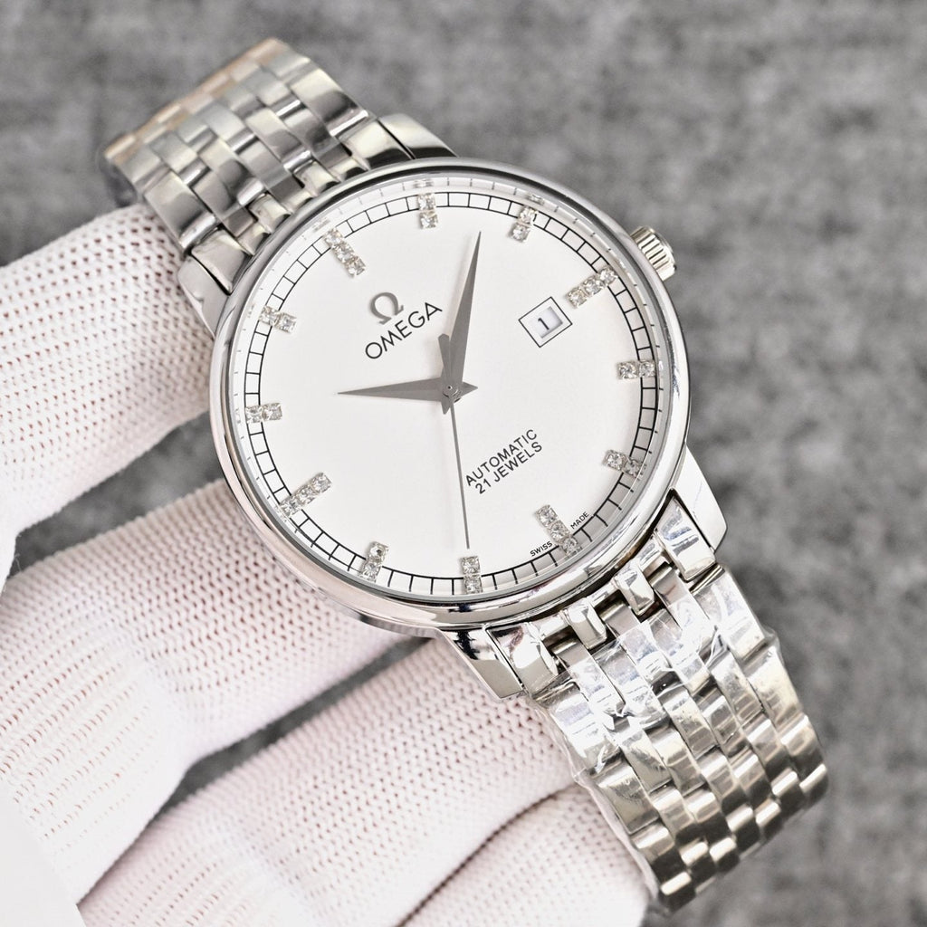 Silver White Dial Bracelet Watch — front