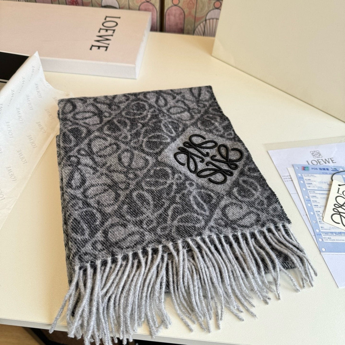 LOEWE Fringed Pattern Scarf — front
