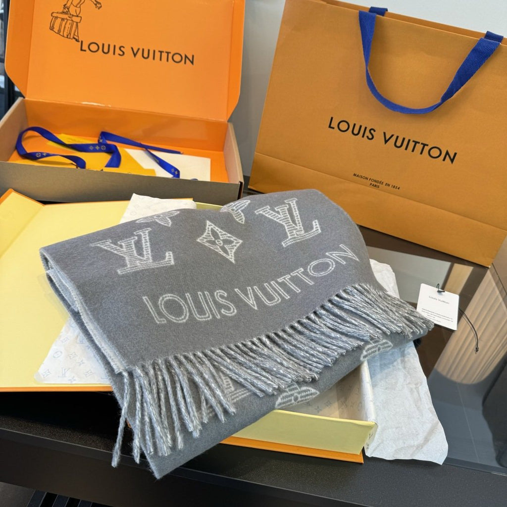 Louis Vuitton Reversible Fringed Scarf — front