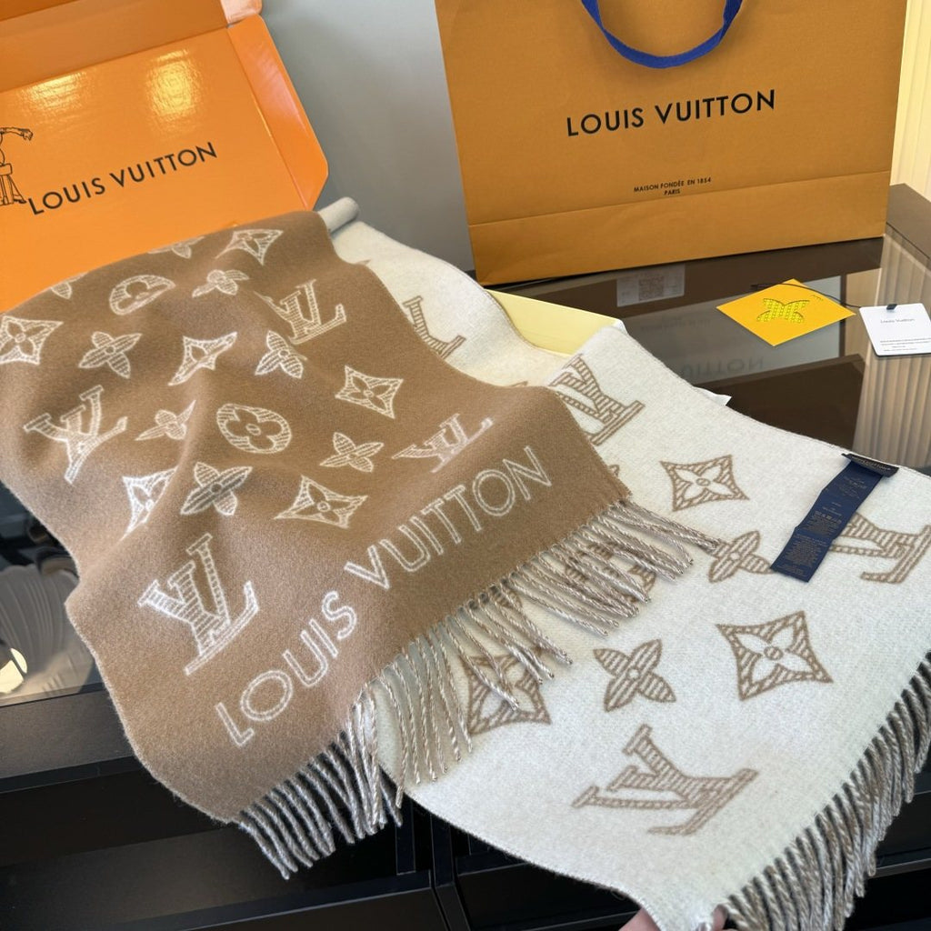 Louis Vuitton Reversible Fringed Scarf — side