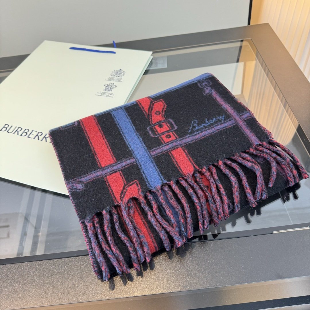 Burberry Reversible Cashmere Fringe Scarf — side
