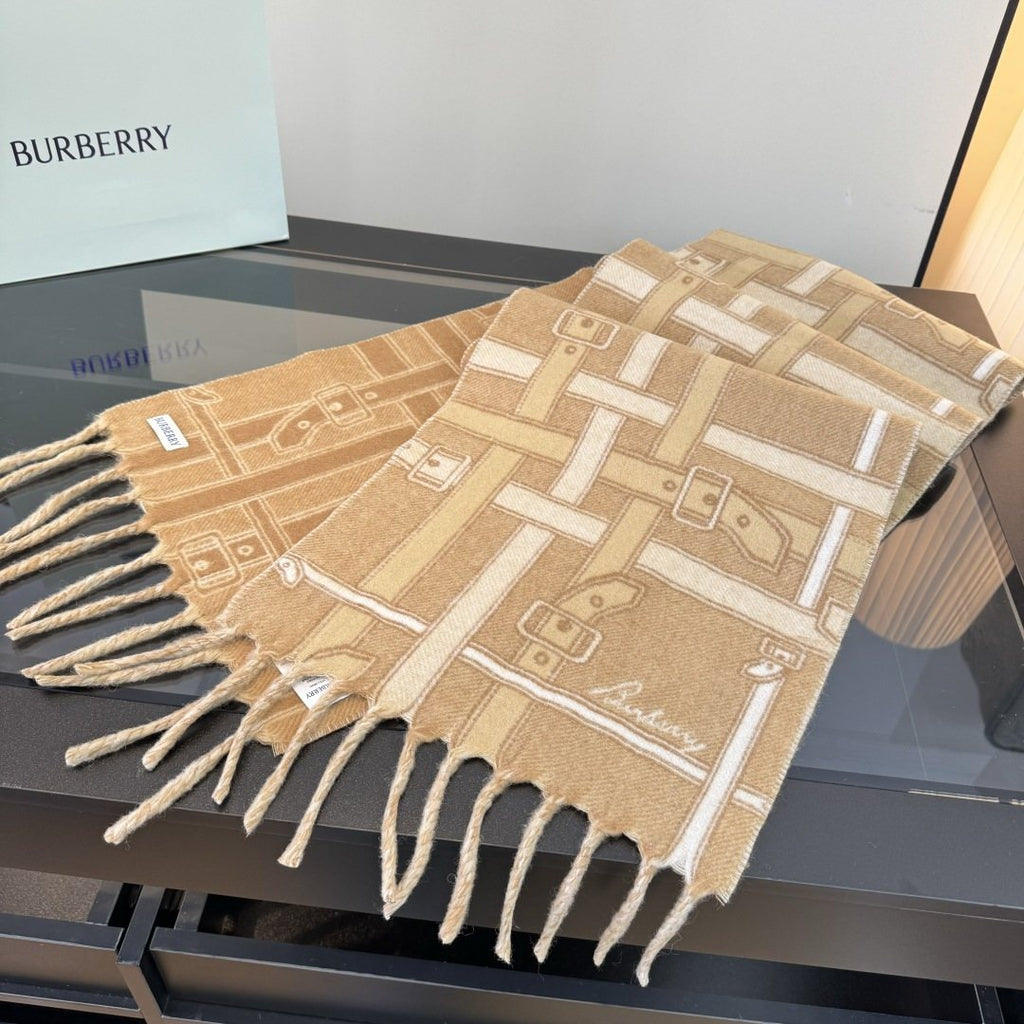 Burberry Reversible Cashmere Fringe Scarf — side