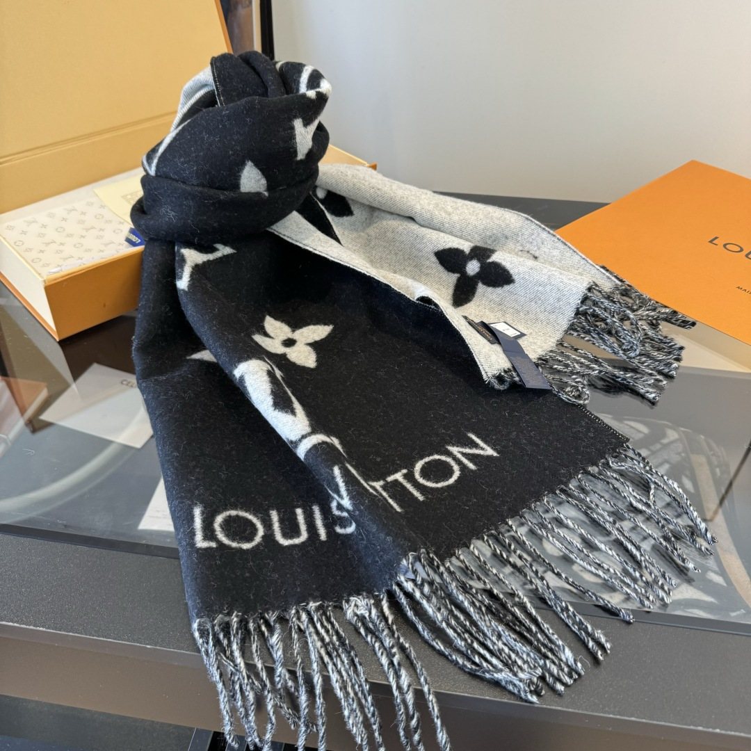 Louis Vuitton Two-Tone Fringed Scarf — side