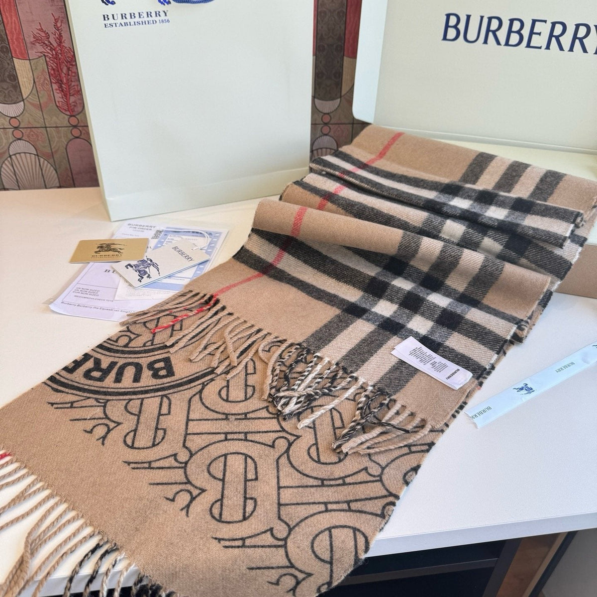 Burberry Reversible Check Monogram Scarf — front