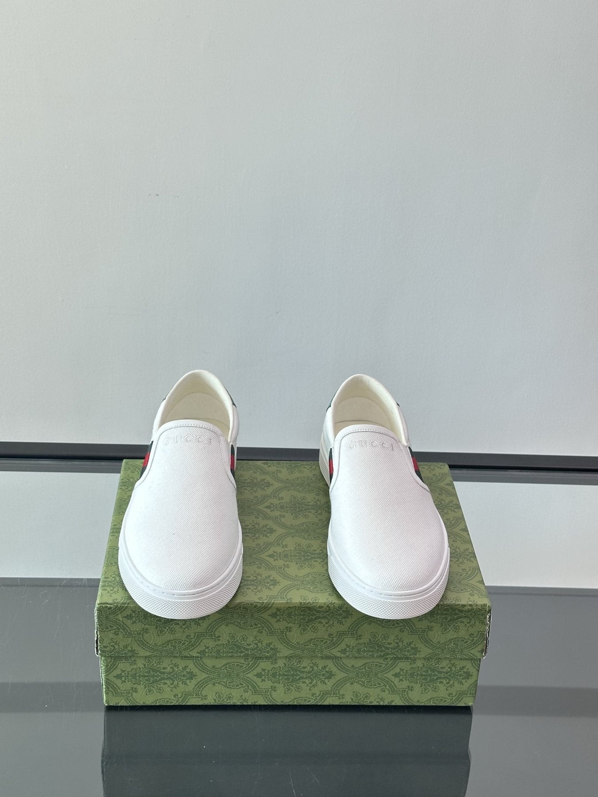 Gucci Striped Slip-On Sneakers — front