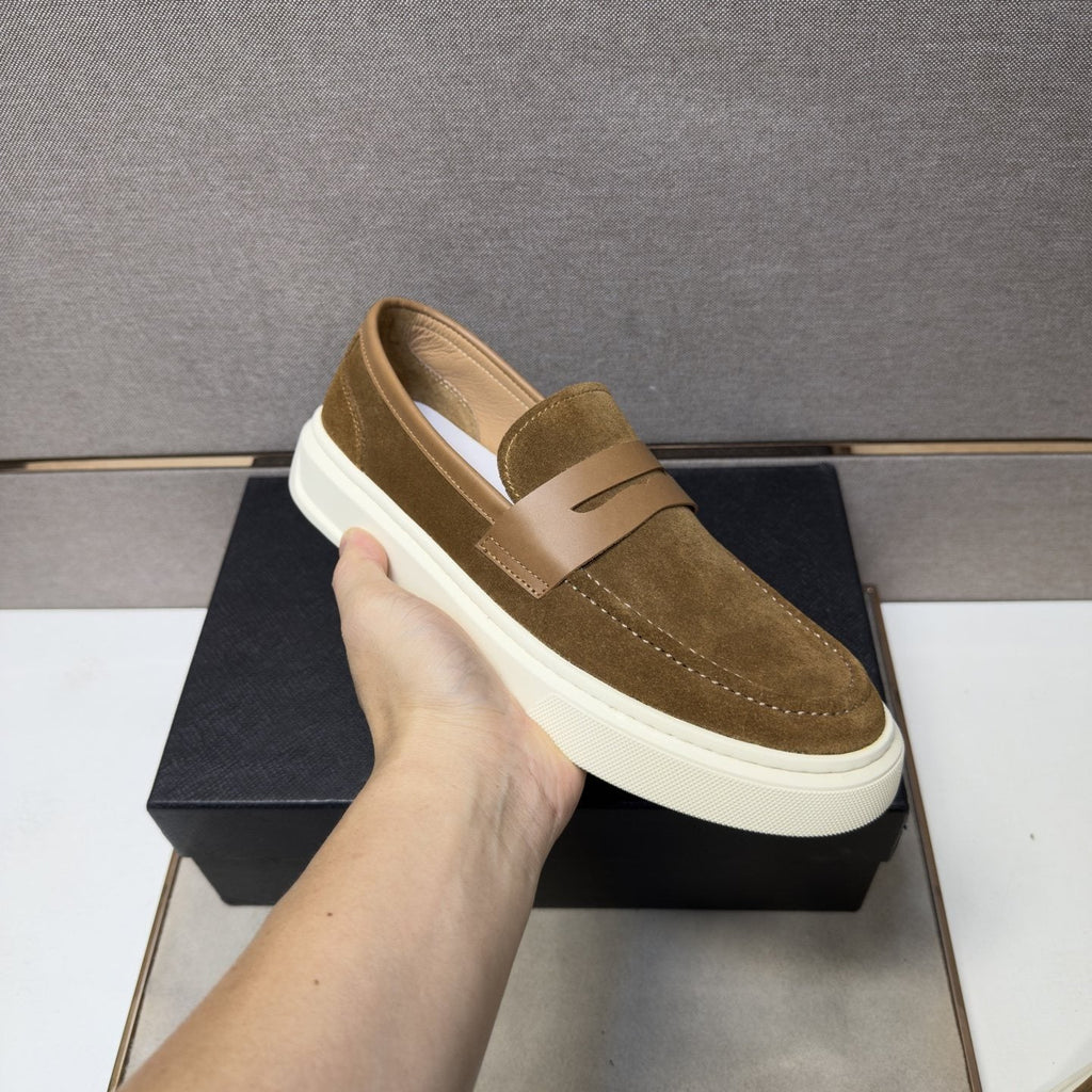 Prada Men's Penny Loafers with White Soles — model
